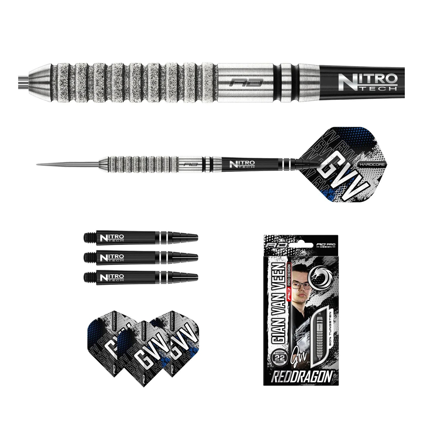 Red Dragon Gian van Veen tour edition 90% tungsten darts signature on box 3