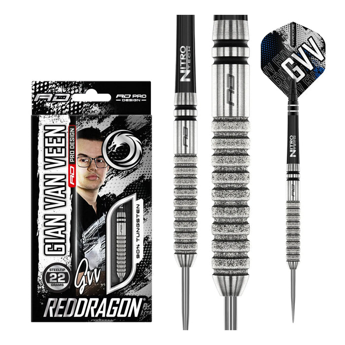 Red Dragon Gian van Veen tour edition 90% tungsten darts signature on box
