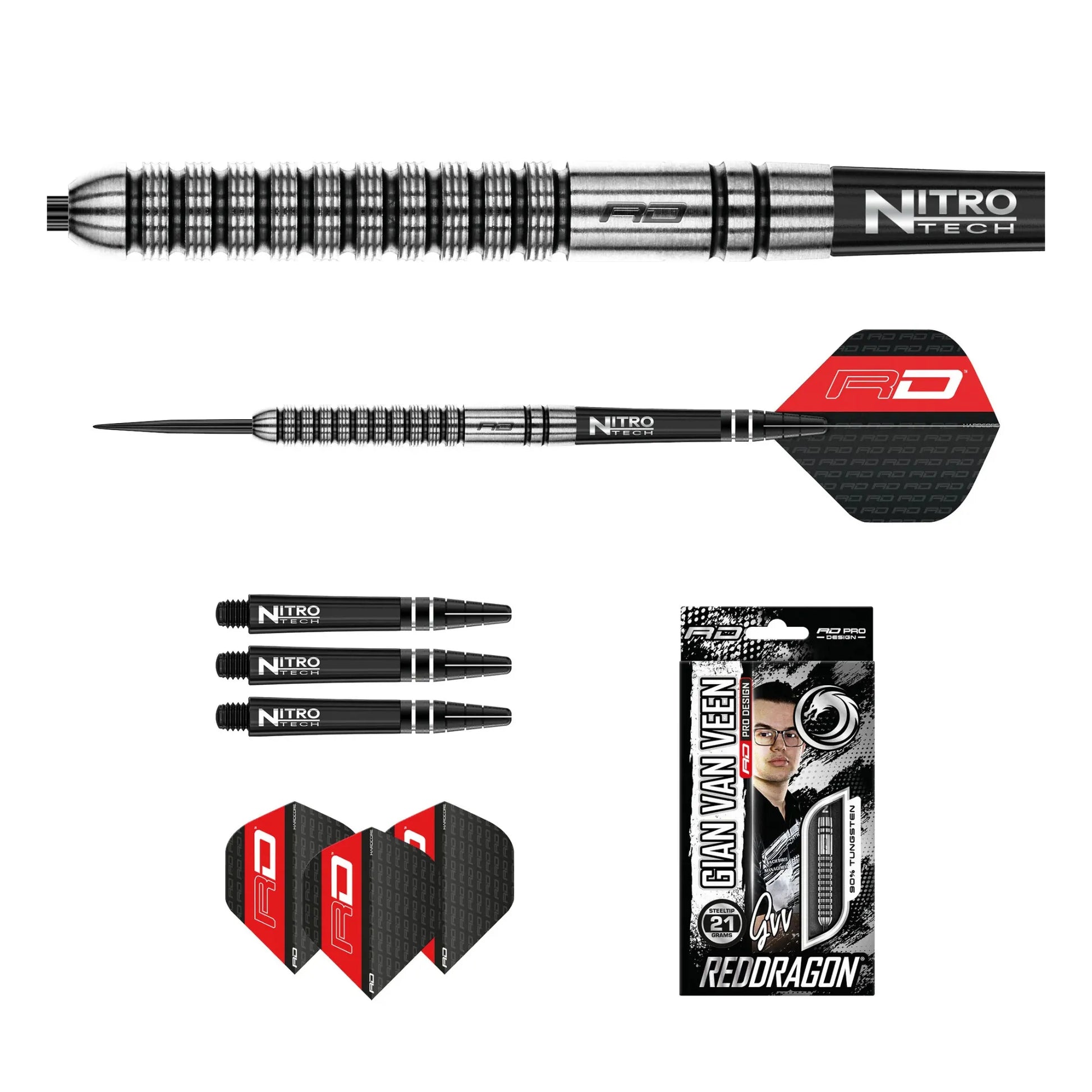 Red Dragon Gian van Veen 90% tungsten darts signature on box 3