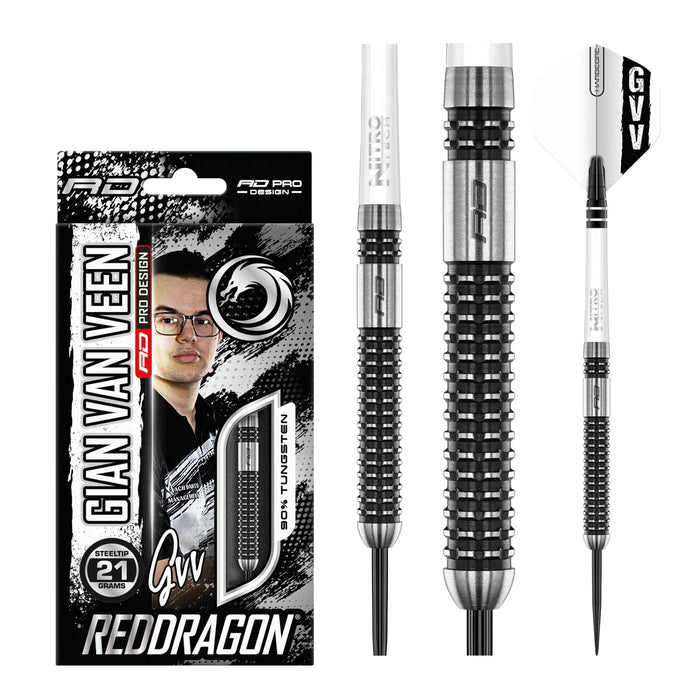Red Dragon Gian van Veen Axis S.E. 90% tungsten darts signature on box
